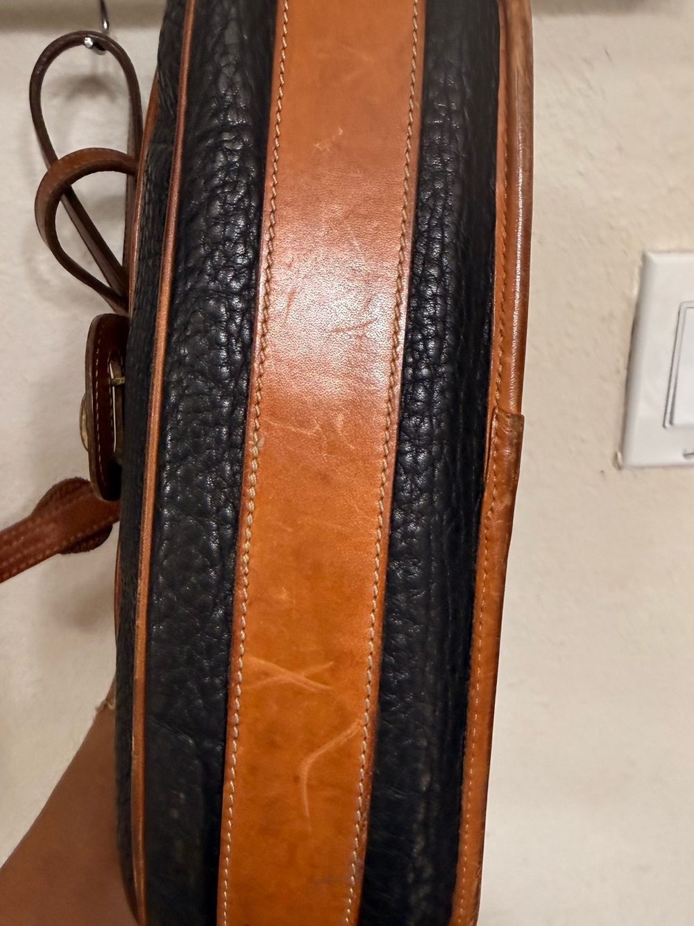Dooney & Bourke Black with Brown Trim Pebbled Leather Crossbody Bag - Picture 9 of 11